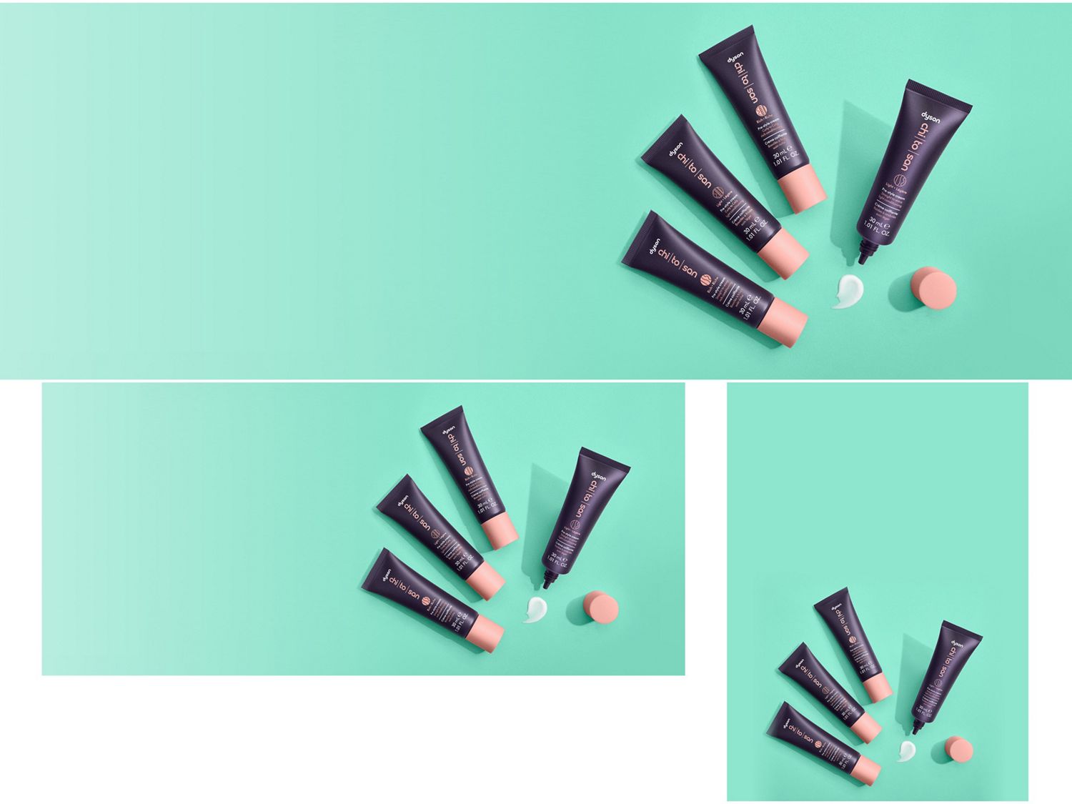 Flat layout of all the Chitosan minis on a blue background.